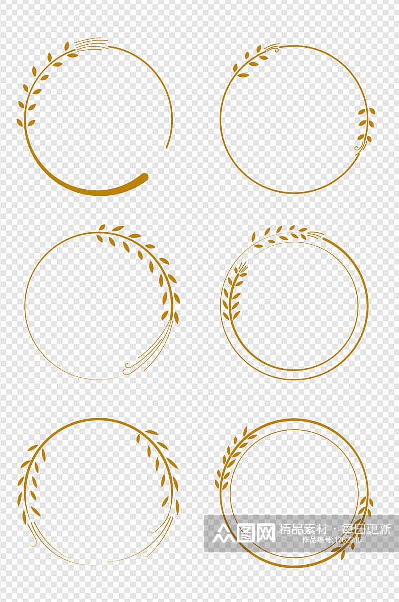 麦穗麦芽装饰圆形边框标题框文本框内容框素材