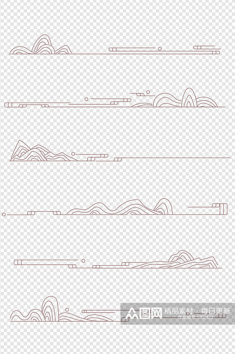 中式山纹云纹复古纹理花纹古风页眉页脚素材