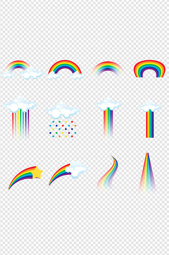 卡通彩虹云朵云彩元素图标装饰图案