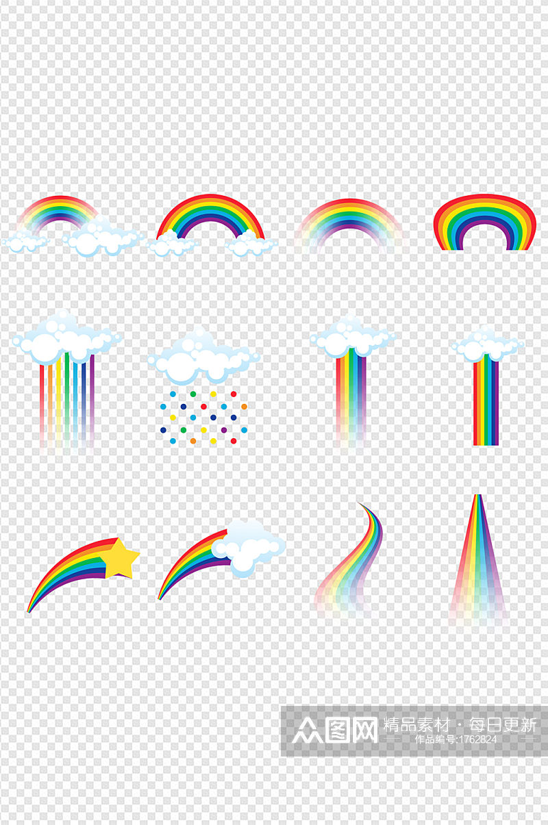 卡通彩虹云朵云彩元素图标装饰图案素材