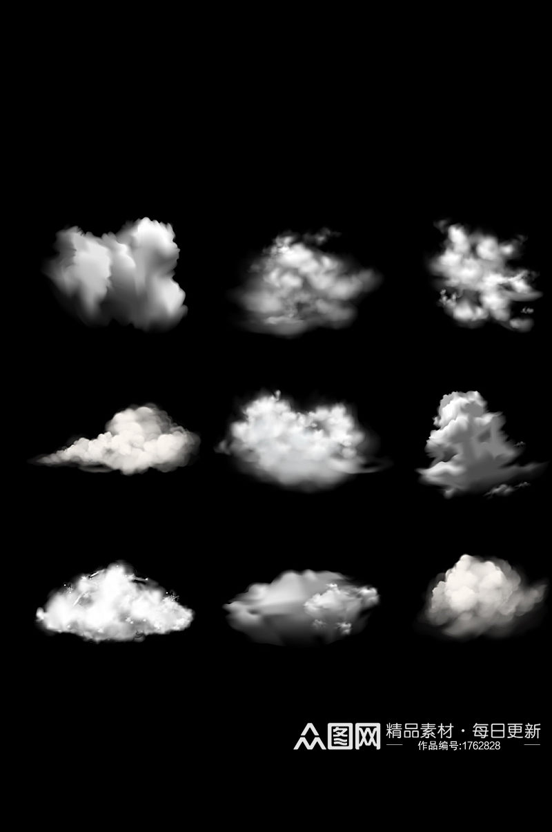 漂浮白云朵云彩透明背景素材元素素材
