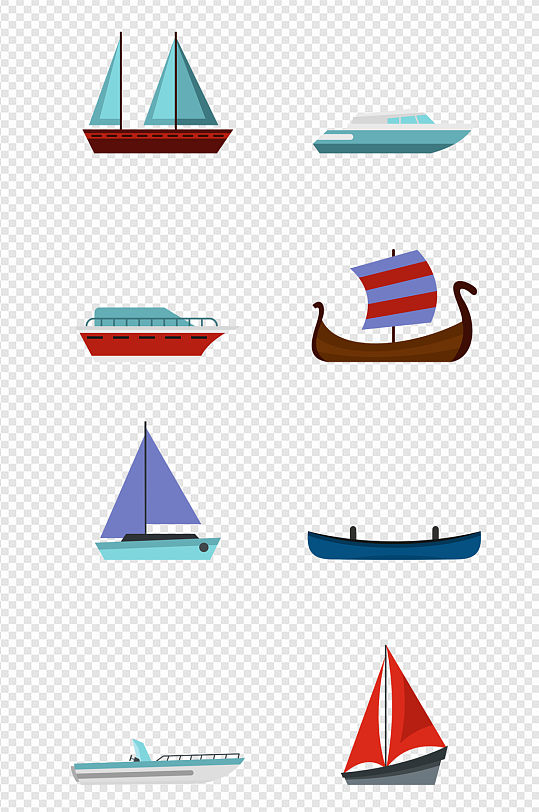 卡通小船矢量插画素材