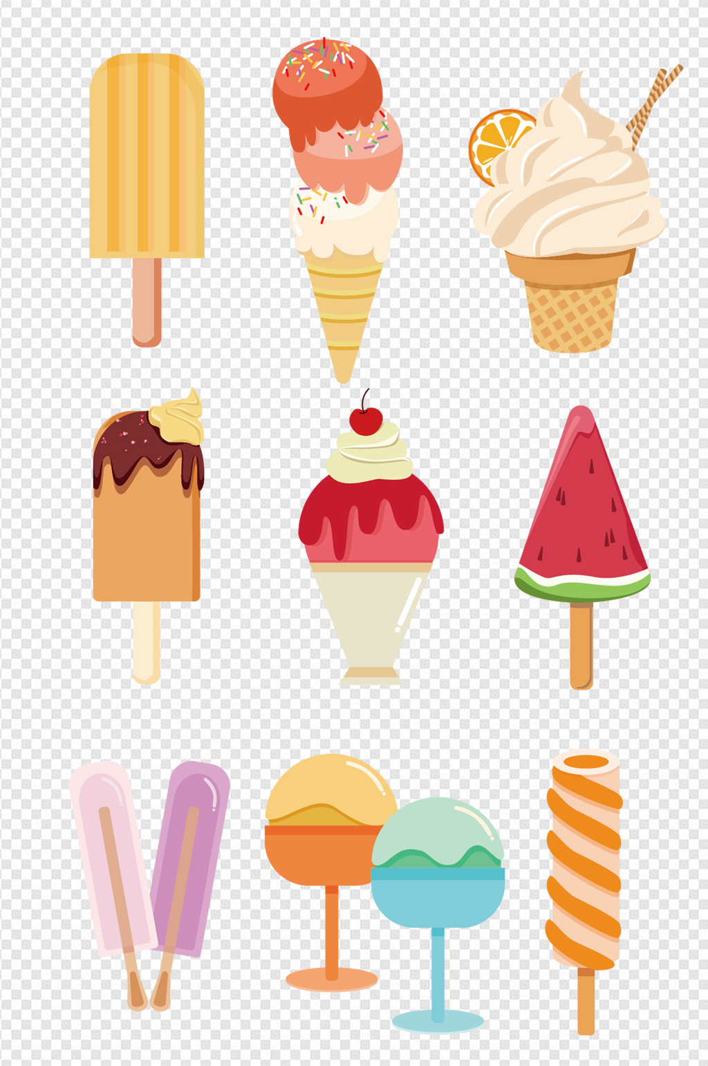 ai插画夏季清凉冰淇淋元素