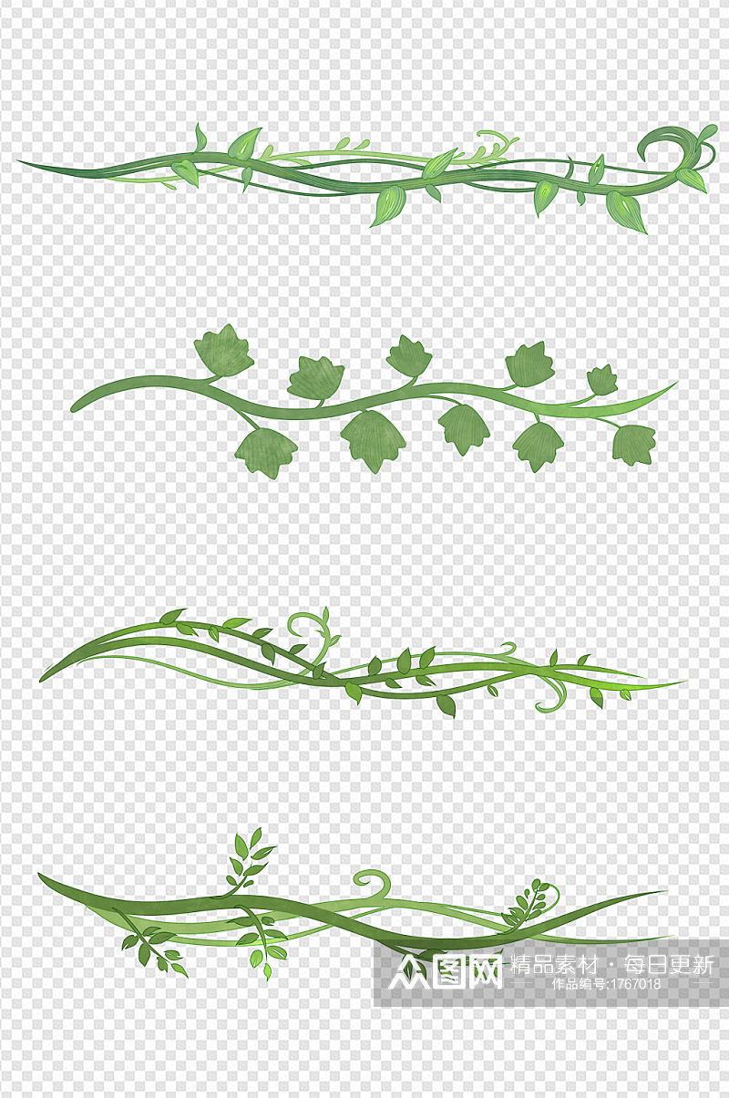 手绘植物藤蔓装饰分割线边框素材