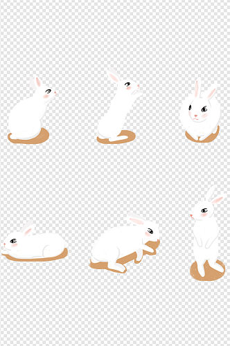 手绘兔子动态插画素材