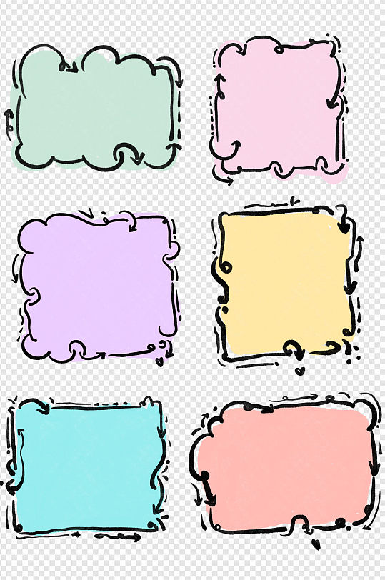 彩色手绘涂鸦对话框文本框装饰内容框