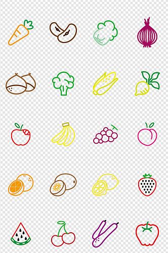 餐厅蔬菜纤体线稿元素素食健康饮食图标插画