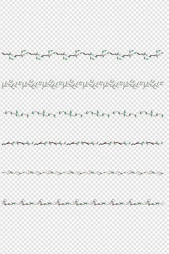 小清新分割线绿色植物装饰线条