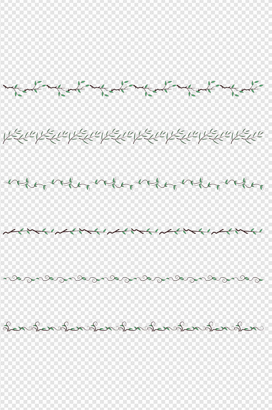 小清新分割线绿色植物装饰线条