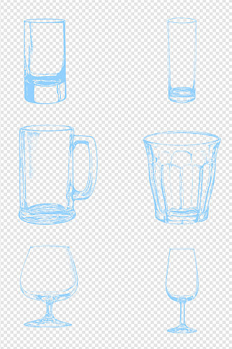 手绘玻璃容器高脚杯啤酒杯水杯线稿