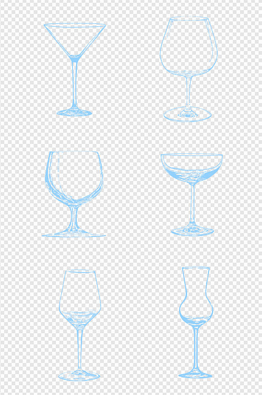 手绘玻璃容器高脚杯线稿