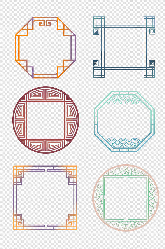 国潮花纹回纹纹样装饰边框标题框文本框长条中式底纹框元素时尚花纹