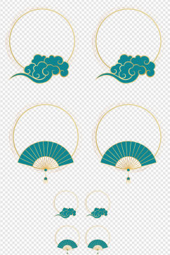 中国风古典圆形云纹装饰扇子