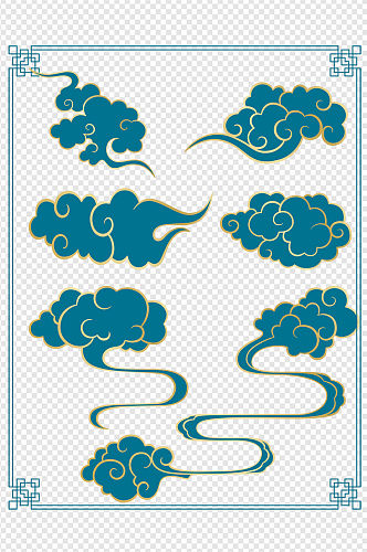 中国风古典云纹边框装饰图案