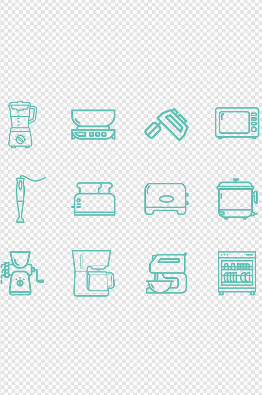 厨房电器烹饪工具烘焙家电图标元素图