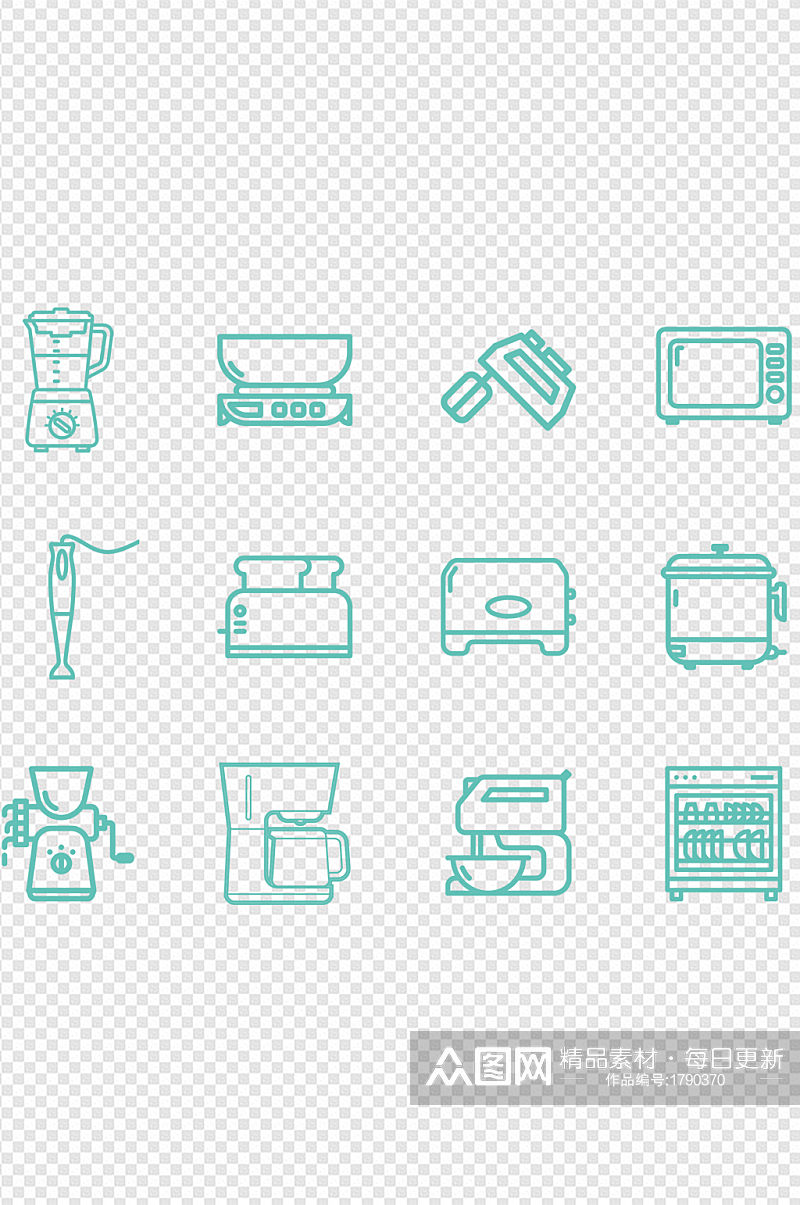 厨房电器烹饪工具烘焙家电图标元素图素材