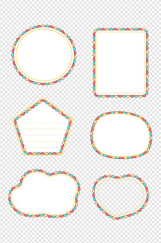卡通花边边框文本框内容框对话框元素