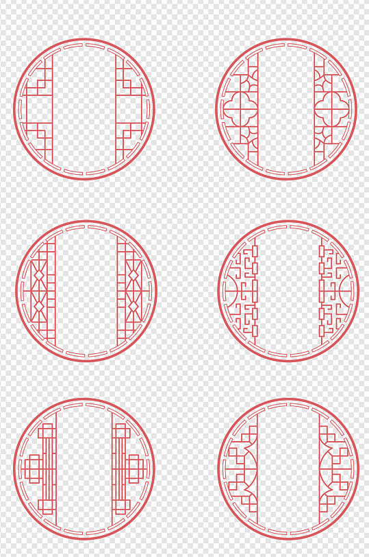 中式边框中国古典花纹窗花圆形边框