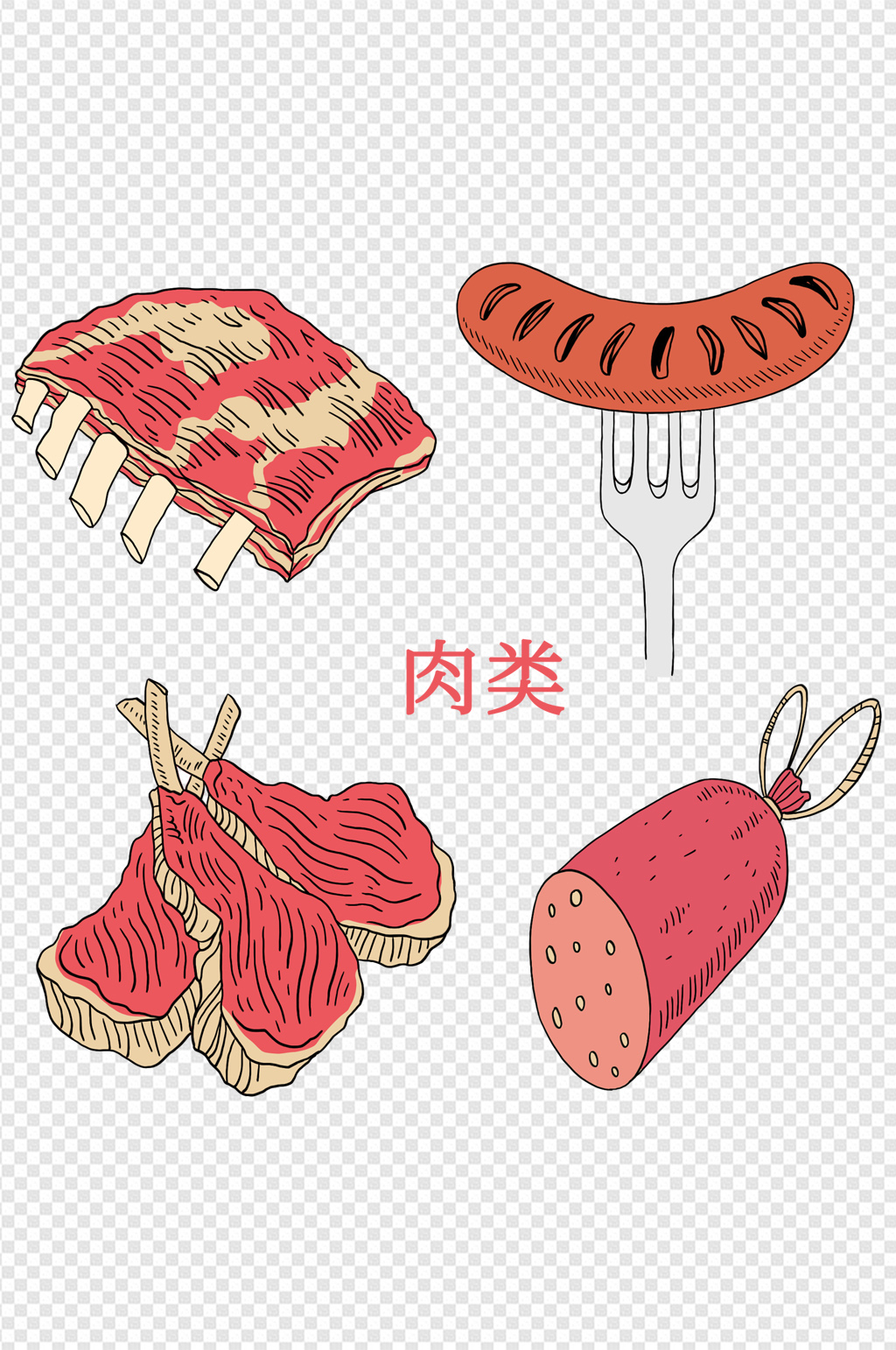 手绘插画冬日火锅牛肉卷美食刀削面宣传海报五香酱牛肉高清图片不同的