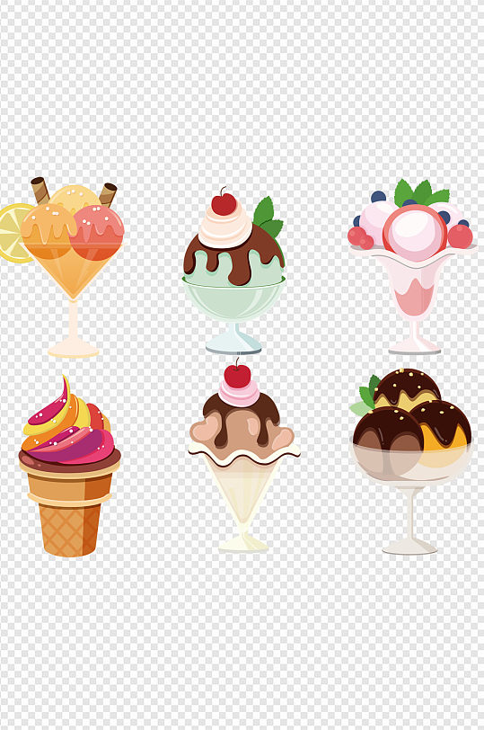 AI插画夏季清凉冰淇淋元素