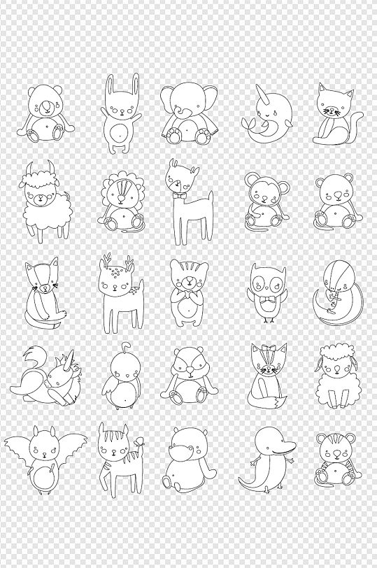 手绘线描可爱大自然野生动物儿童画