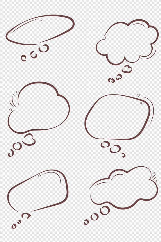 手绘线条云朵气泡对话框文本框内容框
