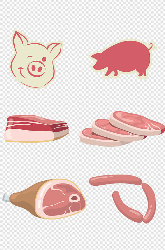 超市菜市场猪肉包装元素素材图案标志