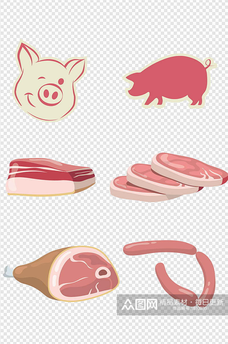 超市菜市场猪肉包装元素素材图案标志素材