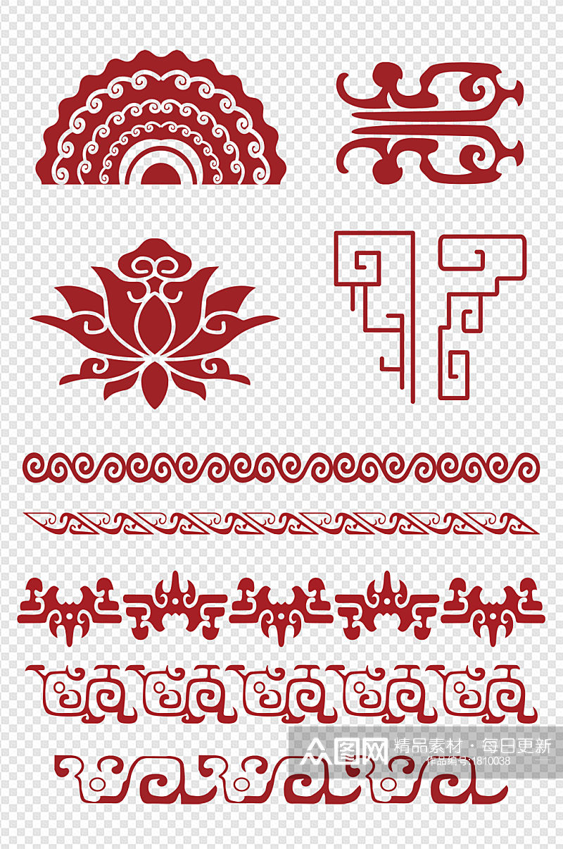 传统中式分割线红色古典装饰边框文本框图案素材