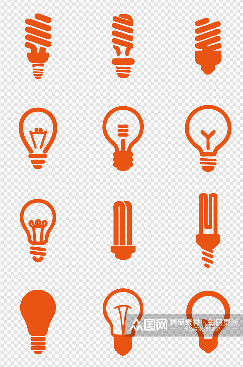 灯泡LED光源节能图标照明光亮元素材素材