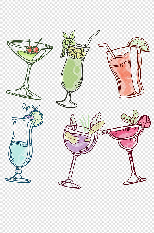 鸡尾酒手绘插画图片-鸡尾酒手绘插画素材下载-众图网