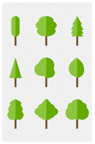 简约抽象绿色卡通树木设计元素装饰节日元素