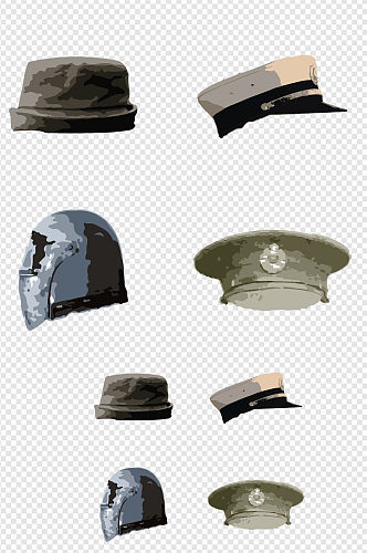 手绘设计元素素材各种帽子