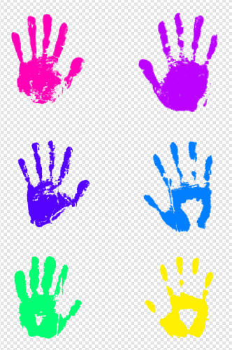 彩色涂鸦手掌素材手印元素