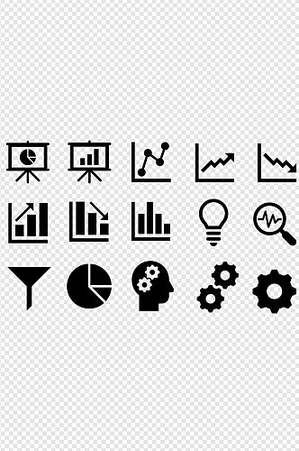 黑色图表数据图标素材