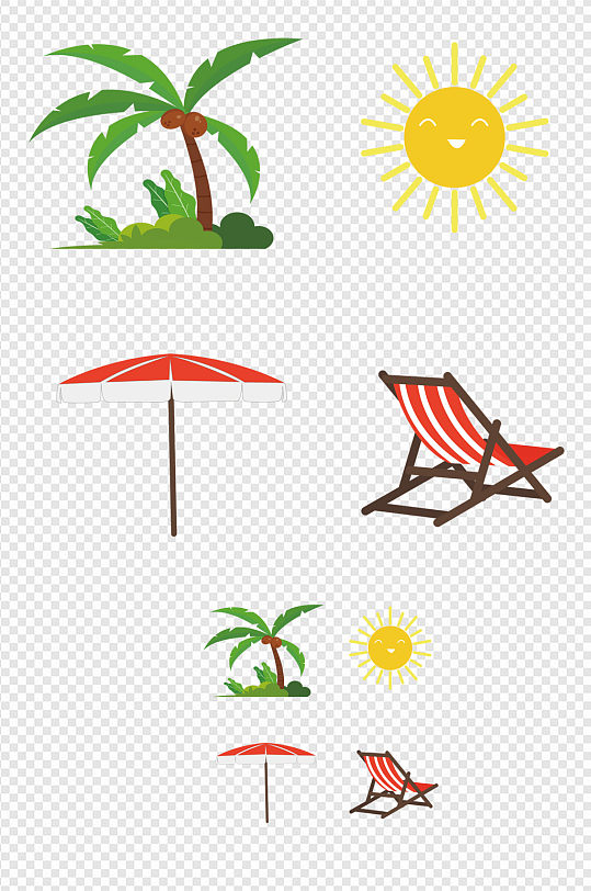 夏日沙滩元素插画素材椰子树图标