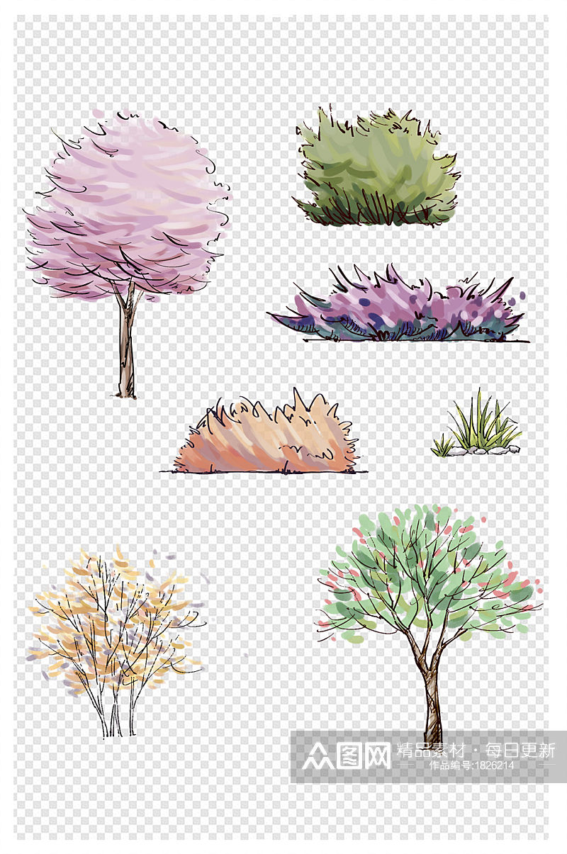 景观园林手绘植物树素材