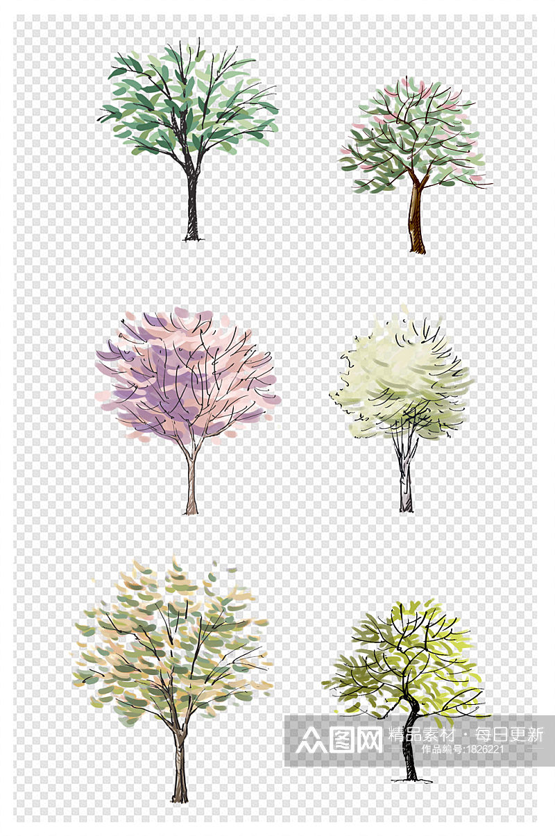 园林景观手绘树植物素材