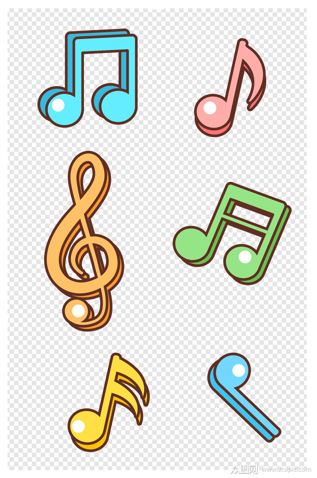 卡通手绘音乐音符装饰图案素材