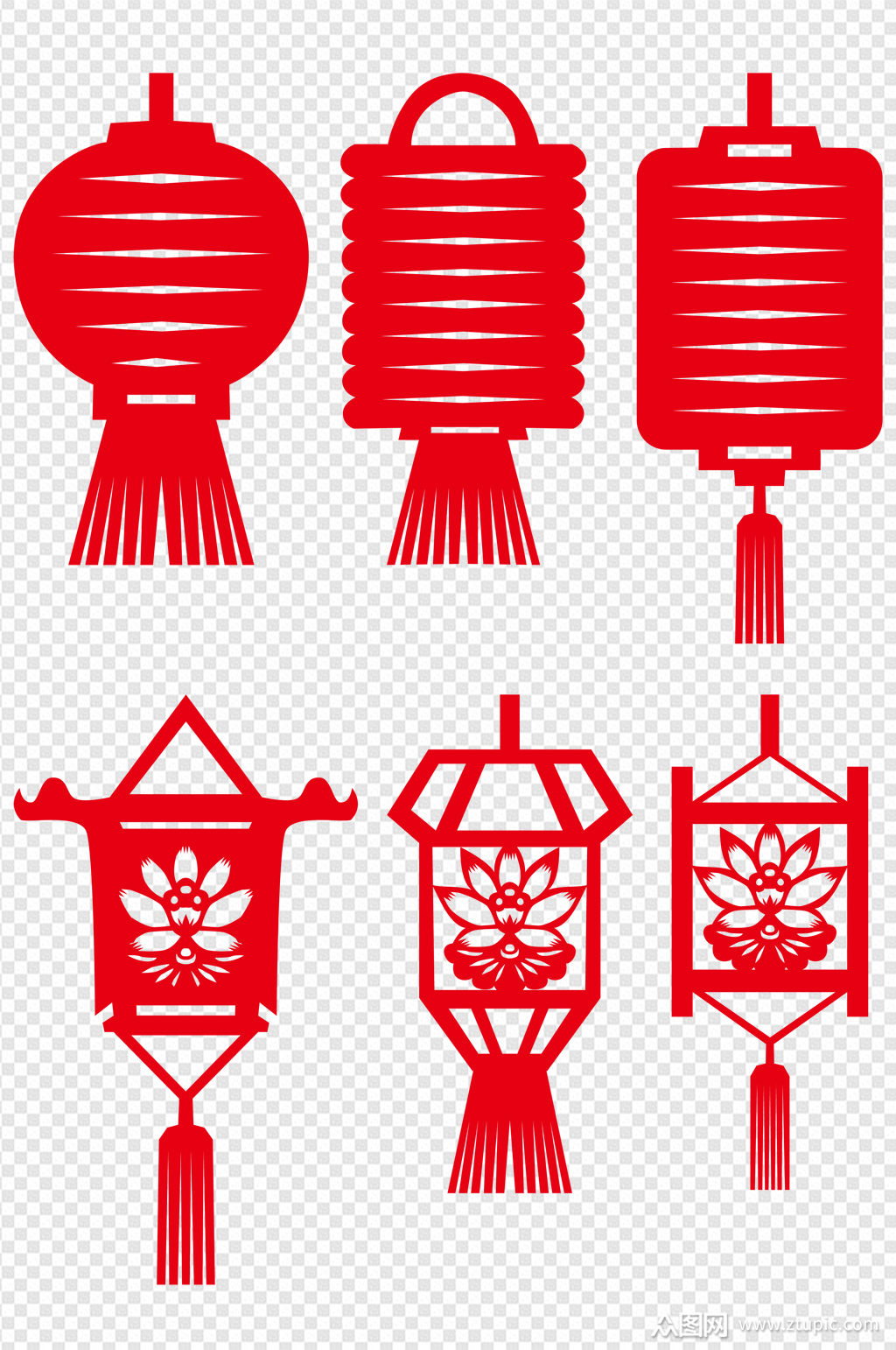 中国式灯笼剪纸元素