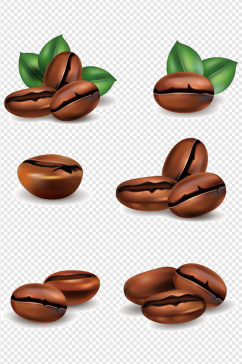 手绘写实咖啡豆素材