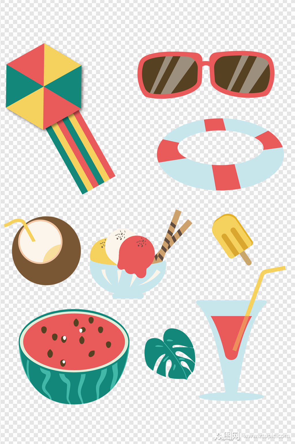 夏日元素图案卡通装饰海边度清凉