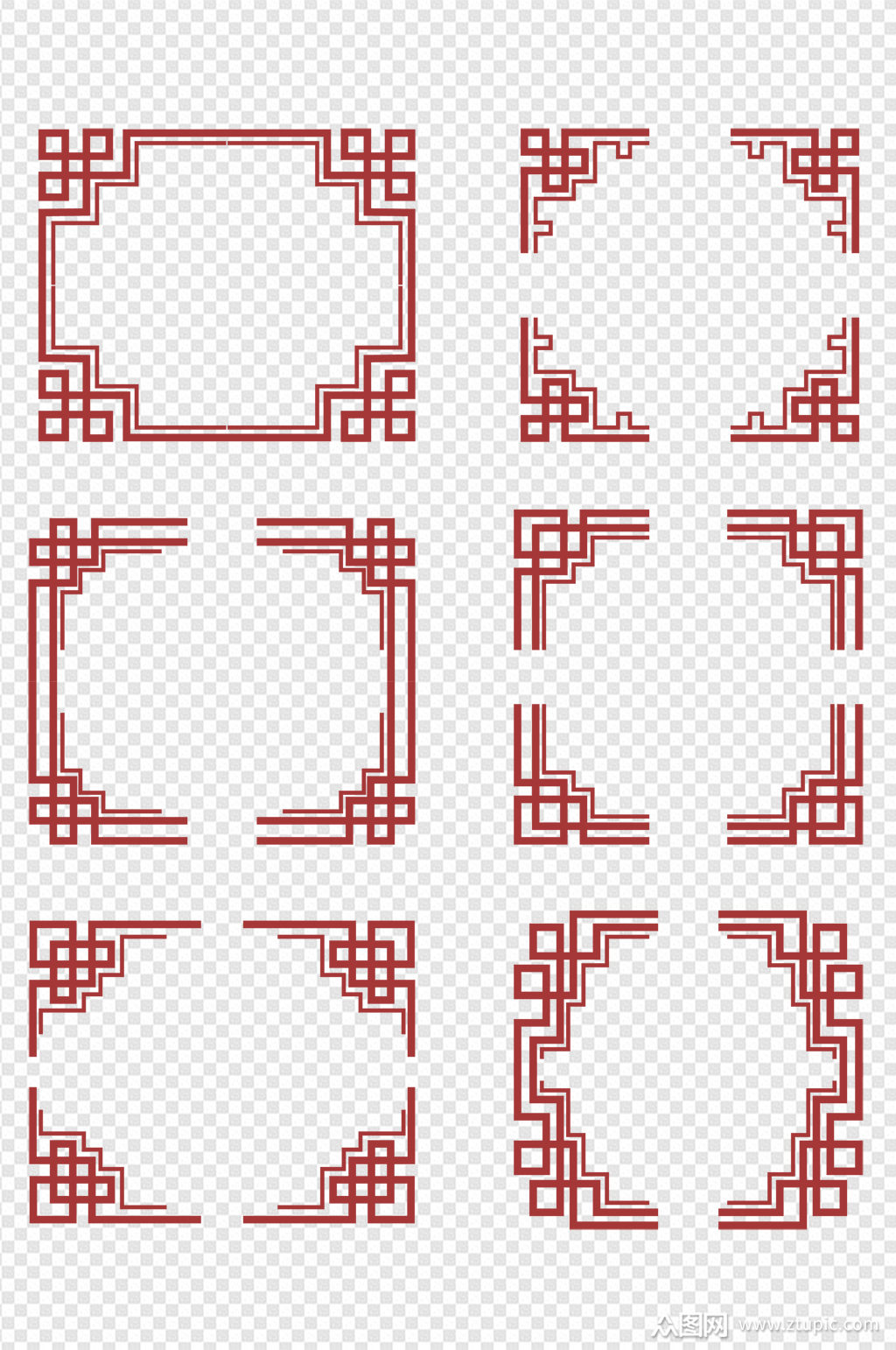 中式窗格中国风边框格子窗格镂空雕刻文本框