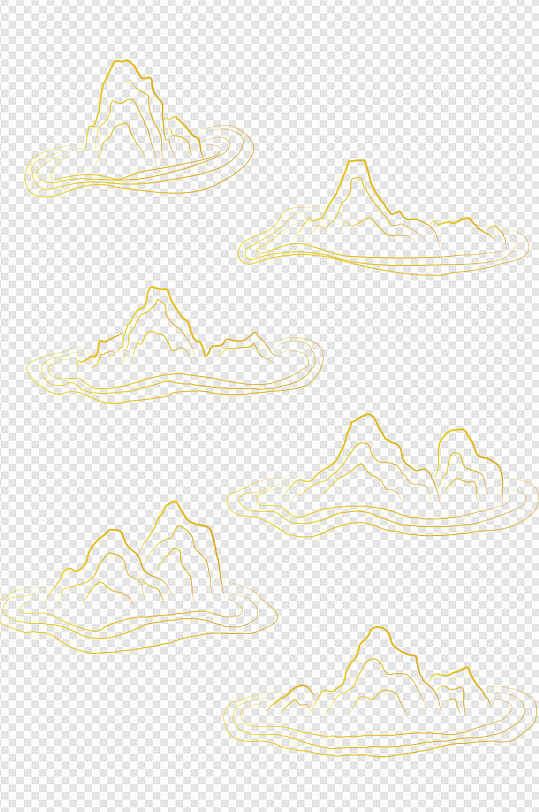 中式中国风山纹水纹装饰元素