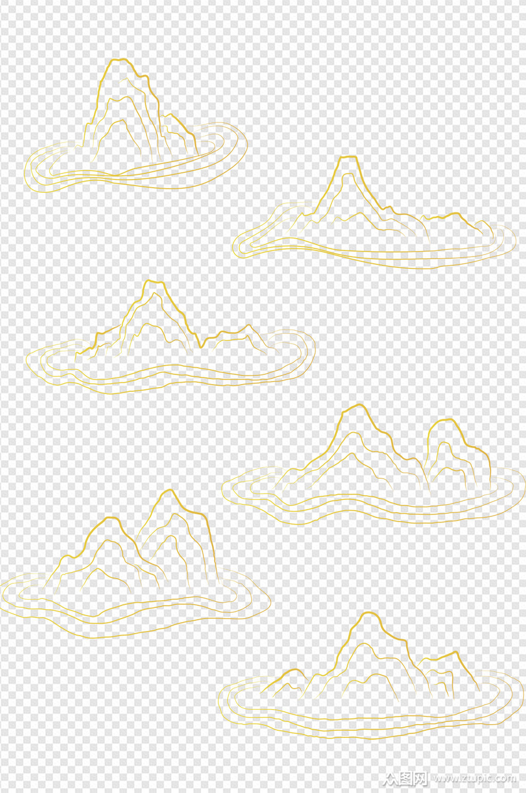 中式中国风山纹水纹装饰元素