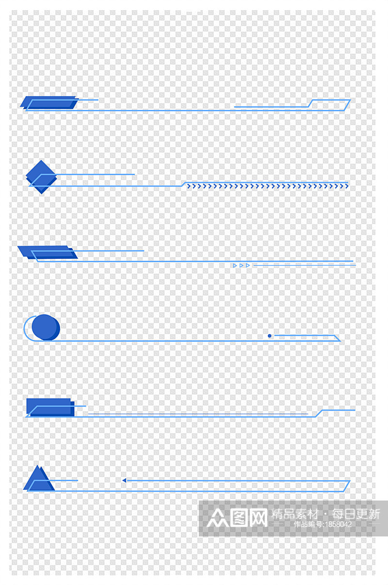 商务边框蓝色几何分割线页眉页脚页码设计素材