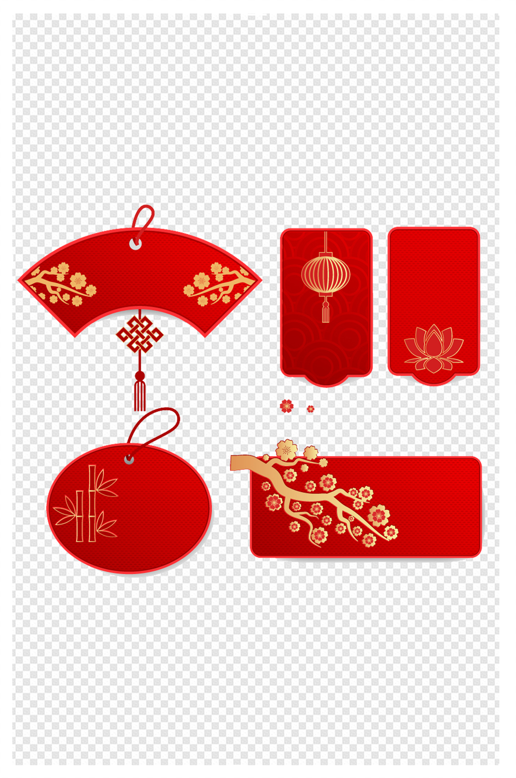 红色喜庆春节促销标签营销卡片