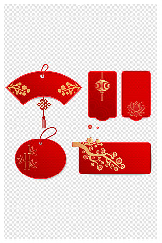 红色喜庆春节促销标签营销卡片