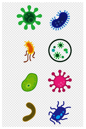 卡通手绘细菌细胞病毒元素素材