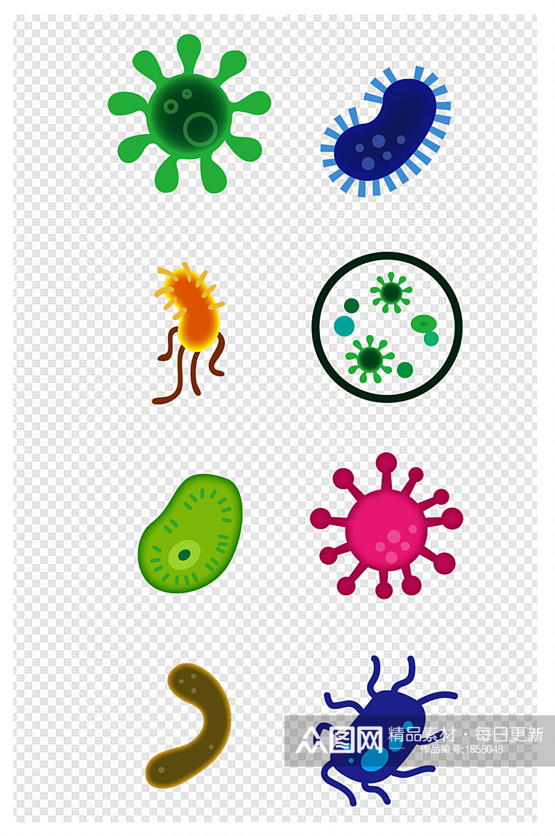 卡通手绘细菌细胞病毒元素素材素材